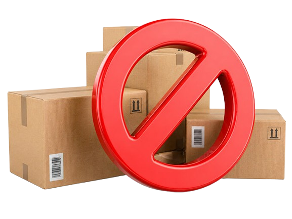 Cajas con un simbolo de bloqueo